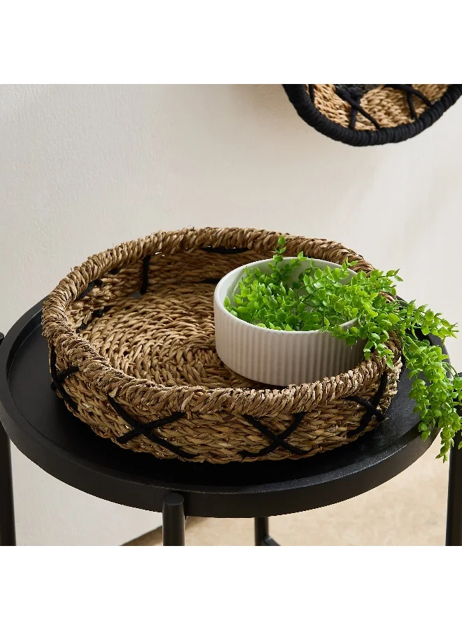 Home Box Naturaloom Stitch Round Tray - 37x37 x7 cm