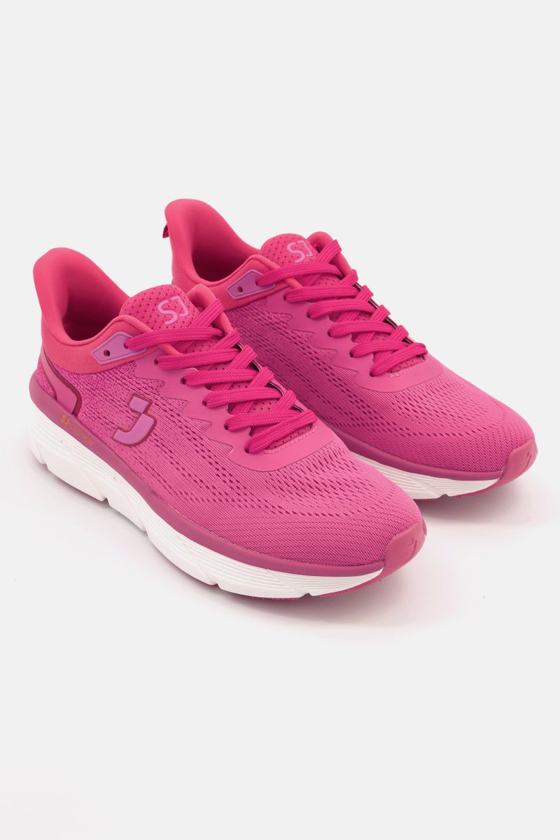 SAFETY JOGGER Women Brand Logo Lace Up Running Sports Shoes, Pink  - Image 1