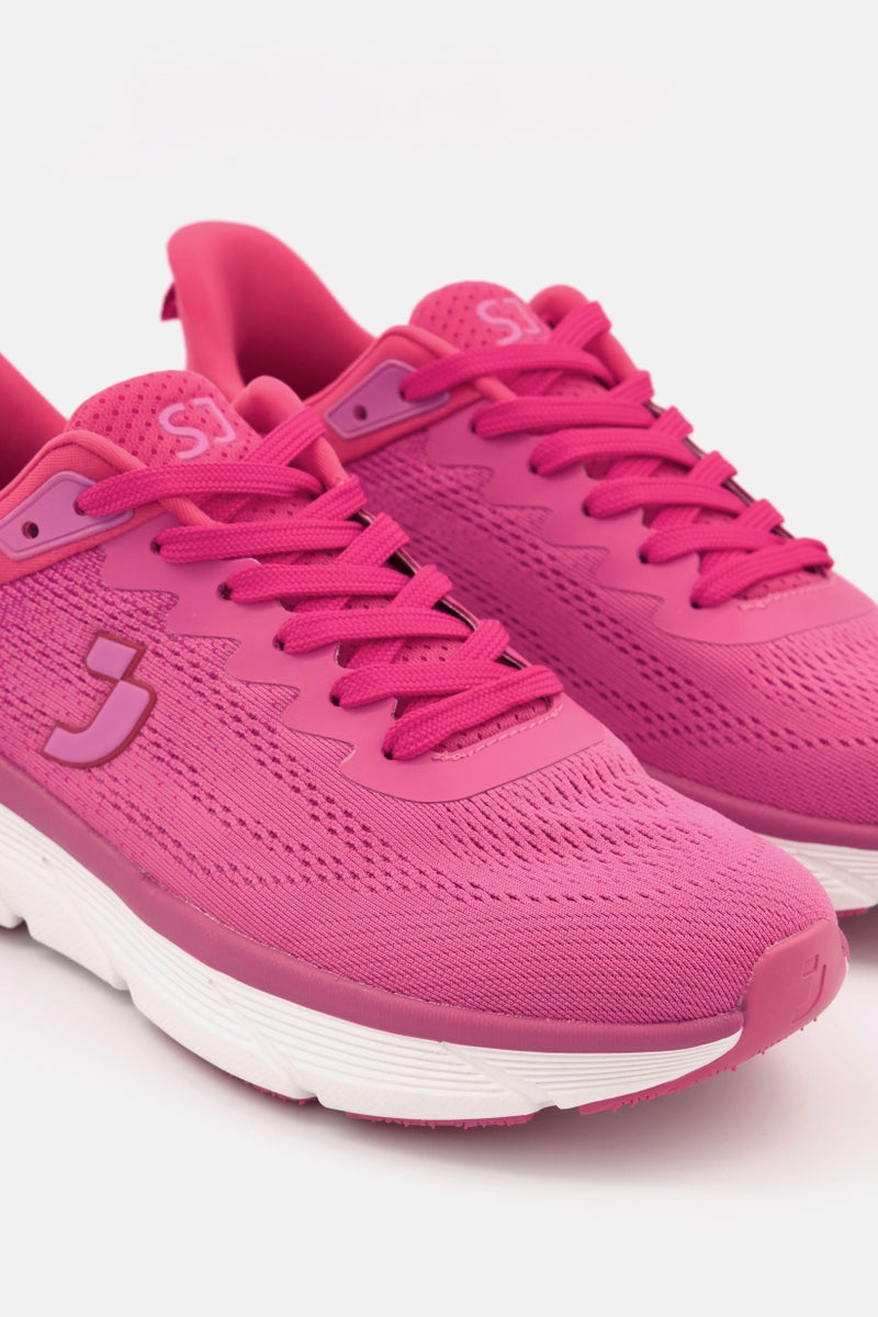 SAFETY JOGGER Women Brand Logo Lace Up Running Sports Shoes, Pink  - Image 3