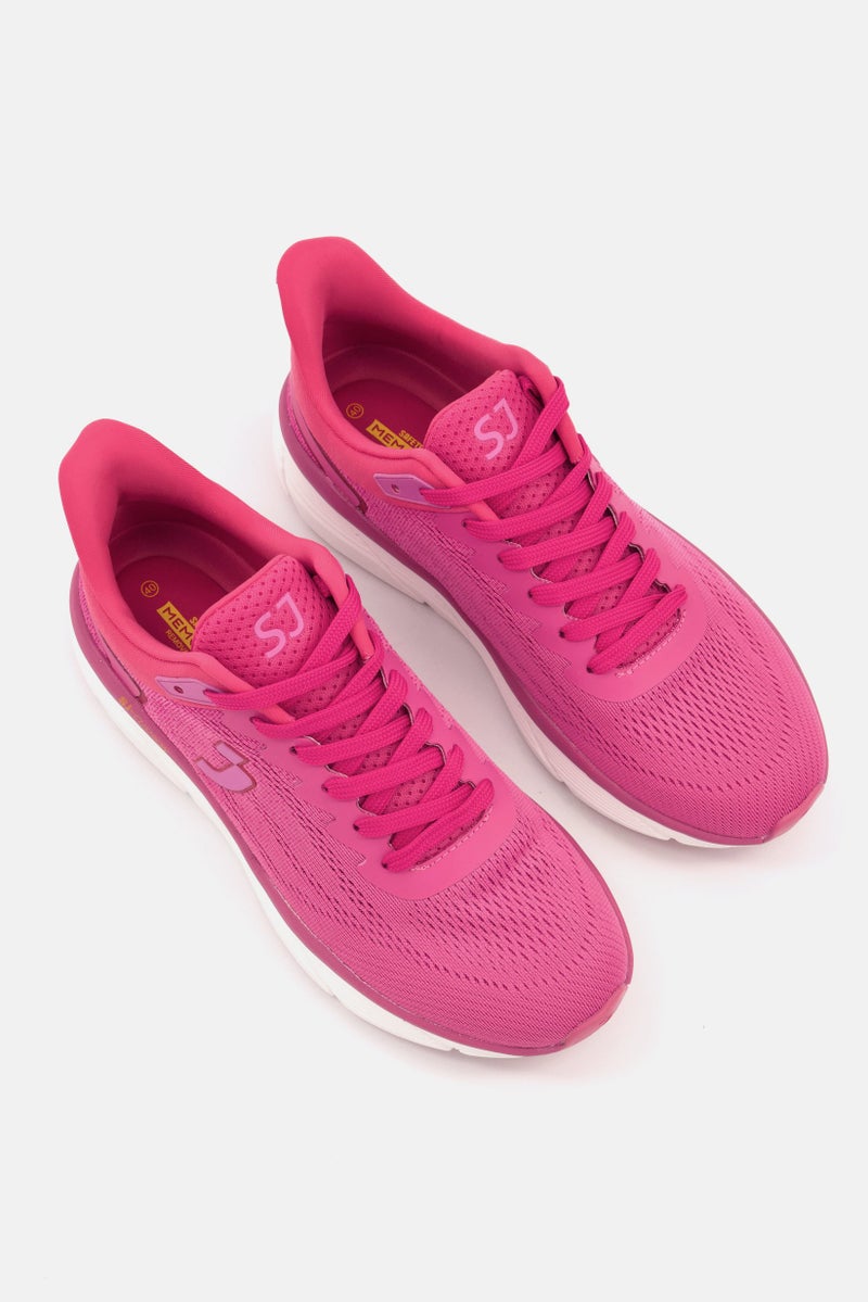 SAFETY JOGGER Women Brand Logo Lace Up Running Sports Shoes, Pink  - Image 4