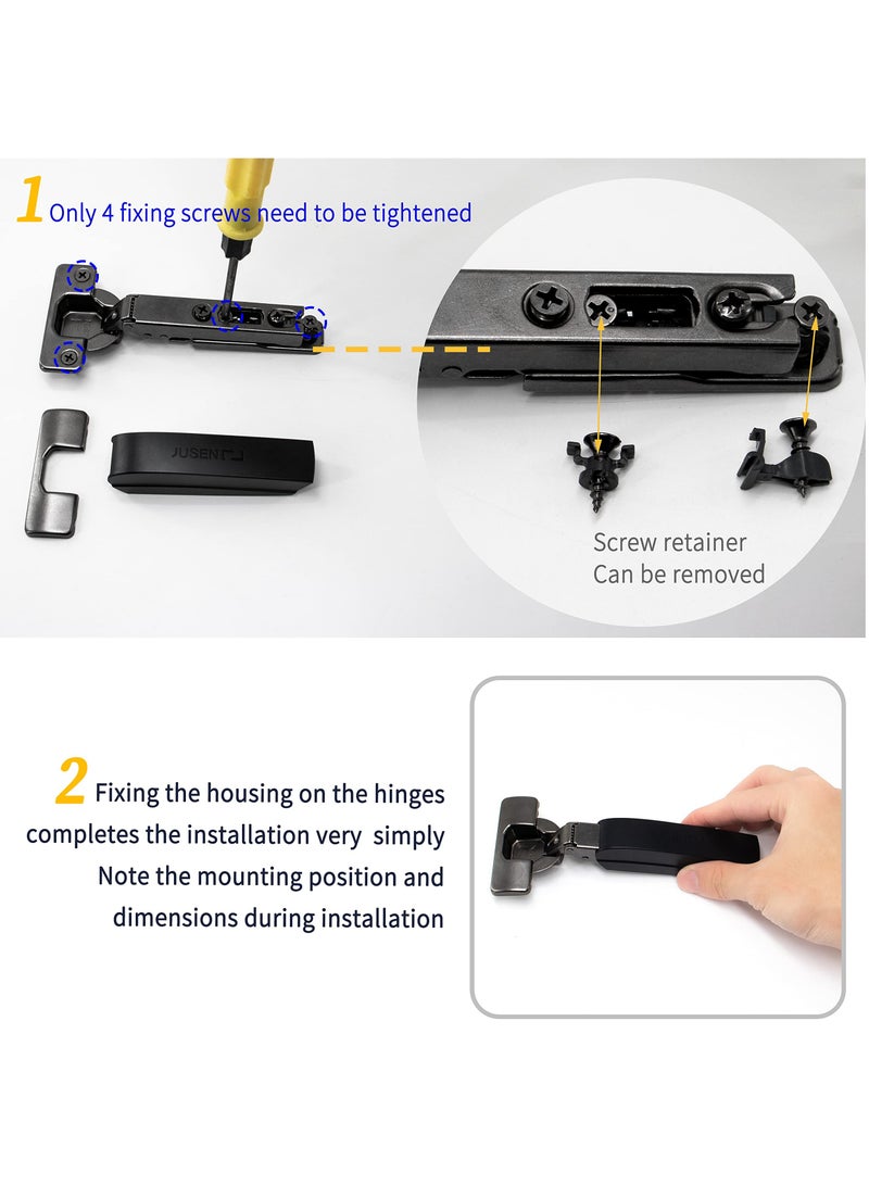 SYOSI 2 Pack Cabinet Hinges, Soft Close Cupboard Wardrobe Doors Hinges, Folding Doors Hinge with Screws, Adjustable Concealed, Built-in Damper for Cabinet, Wardrobe Door, Bathroom Cabinet - Image 4