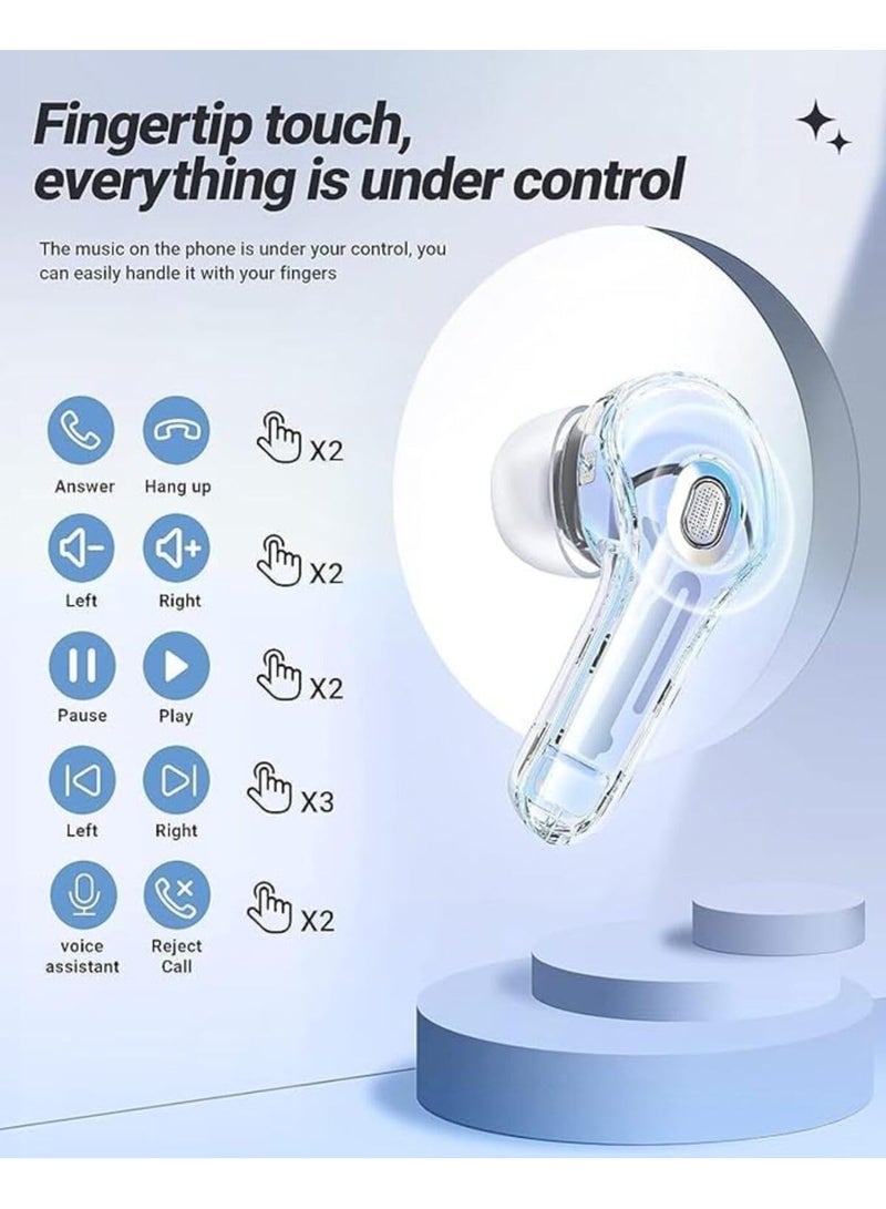 Wireless Earbuds Bluetooth Noise Isolating Earbuds Compatible with iPhone and Android - Digital Display Charging Case (blue) - Image 4