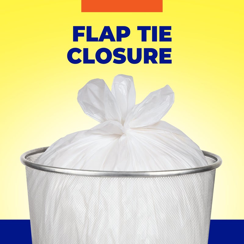 Hefty Essentials Flap Tie 4 Gallon Trash Bags, 80 Count, Small Scented Trash Bags for Bathrooms, Bedrooms, Dorm Rooms, Home Offices, and More, Fresh Linen Scent, White - Image 4