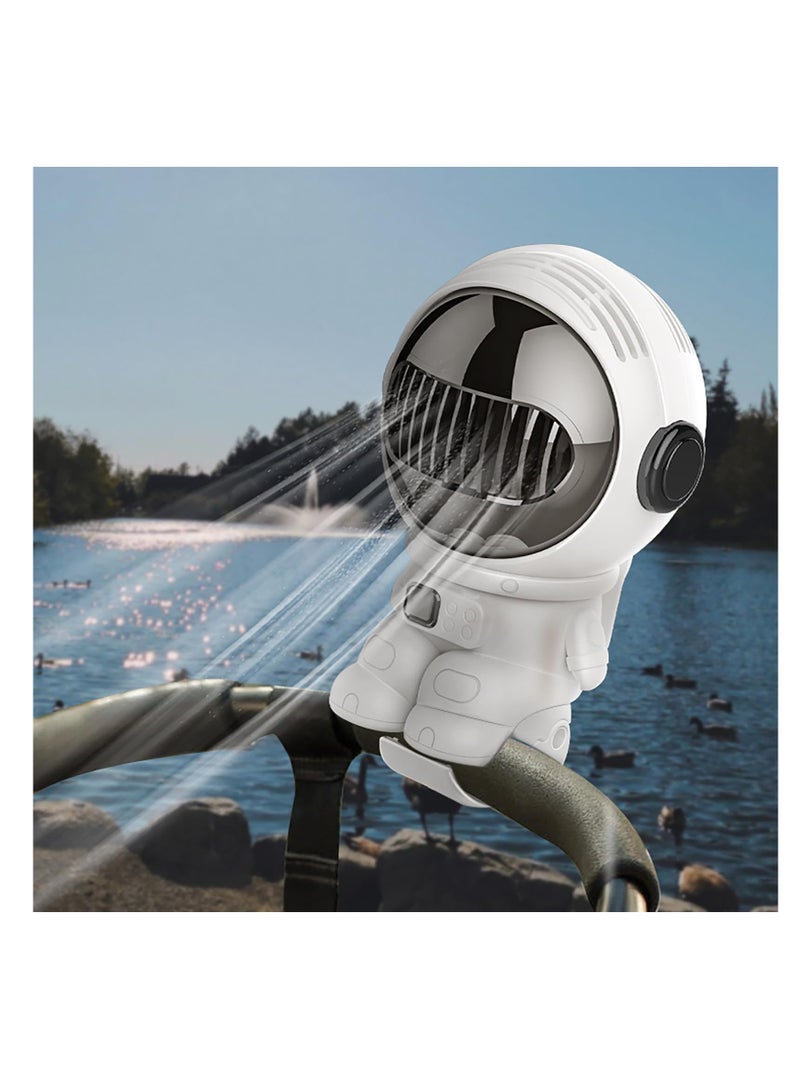 Excefore Pram Fan Clip On Stroller, Stroller Fan for Baby, Buggy Fan, Mini Spaceman, 4 Speed, Usb Rechargeable, Bladeless Baby Fan, Detachable Pushchairs Fans for Travel Crib Car Seat, White - Image 3
