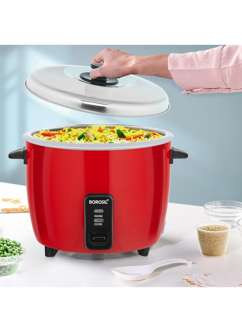 BOROSIL Borosil Pronto 1 L Electric Rice Cooker with Single Pot 400W Keep Warm Feature with Indicator Display Anti Skid Rubber Feet Cook Boil Noodles Rice Upma Idli Dhokla 2 Years Warranty  - Image 1