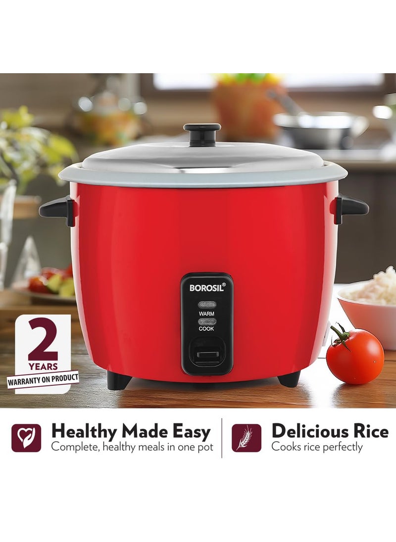 BOROSIL Borosil Pronto 1 L Electric Rice Cooker with Single Pot 400W Keep Warm Feature with Indicator Display Anti Skid Rubber Feet Cook Boil Noodles Rice Upma Idli Dhokla 2 Years Warranty  - Image 5