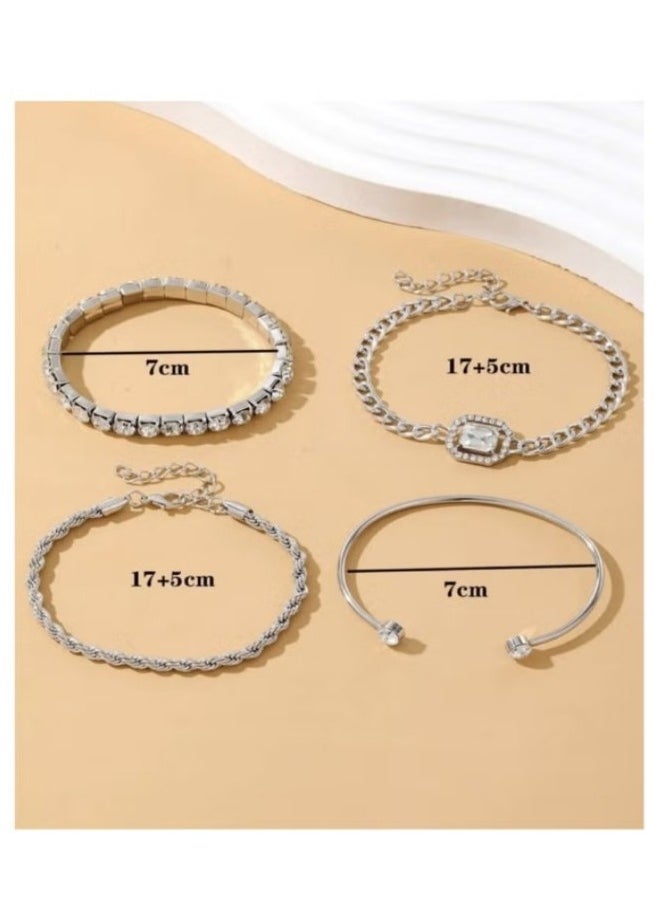 YUCCA - Set of 4 Distinctive Pieces, Bright Bracelets Made of Zinc Alloy and Cubic Zirconia, a New Decoration, Suitable for Daily Use and Special Occasions. - Image 1