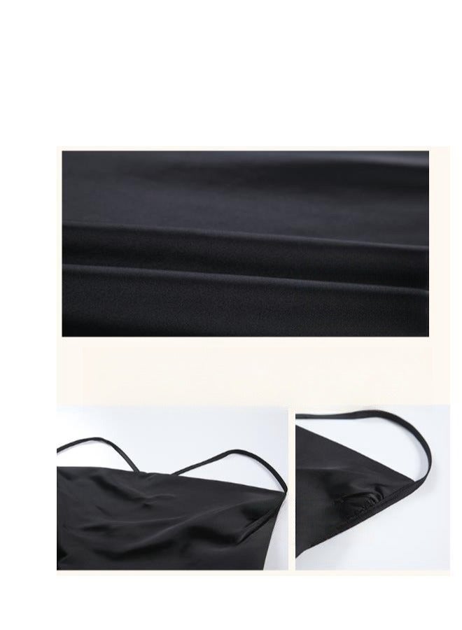 New Satin Lace Chest Cuhion Suspender Nightgown, Women's Lace Up Nightgown, Home Wear Set - Image 3