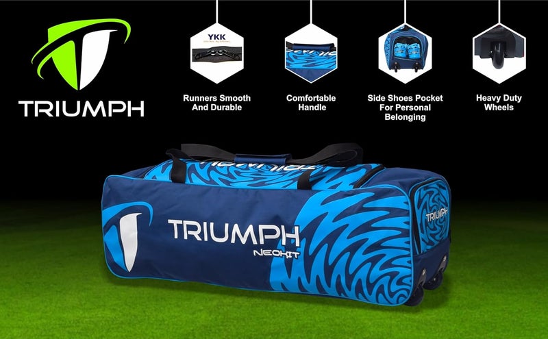 TRIUMPH حقائب كريكيت UNIKIT-990 بحجم 36"x11"x10" باللون الأزرق الداكن/السماء الزرقاء - Image 2