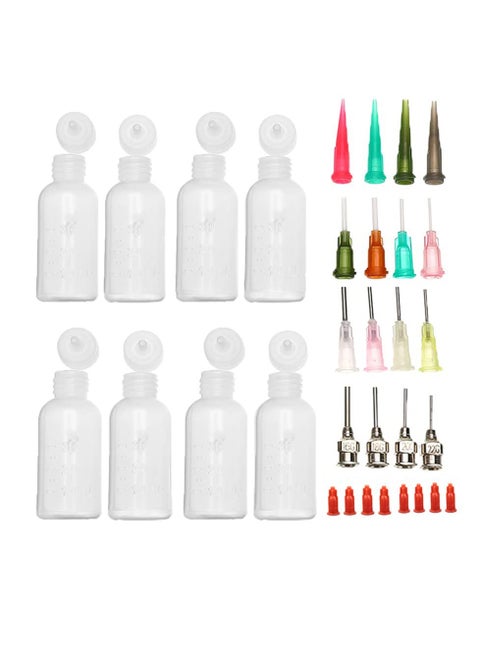 Pack of 8pcs 1 Oz.Jagua Henna Temporary Tattoo Bottle Kit, Multi Purpose Precision Applicator with 16 Blunt Tips for Body Art Paint DIY Project