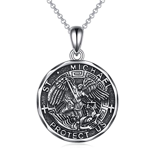 YFN Saint Michael Necklace Sterling Silver Religious Protector Pendant St Michael Archangel Jewelry Gifts for Women Men - Image 1