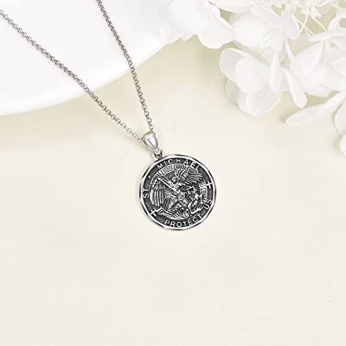 YFN Saint Michael Necklace Sterling Silver Religious Protector Pendant St Michael Archangel Jewelry Gifts for Women Men - Image 2