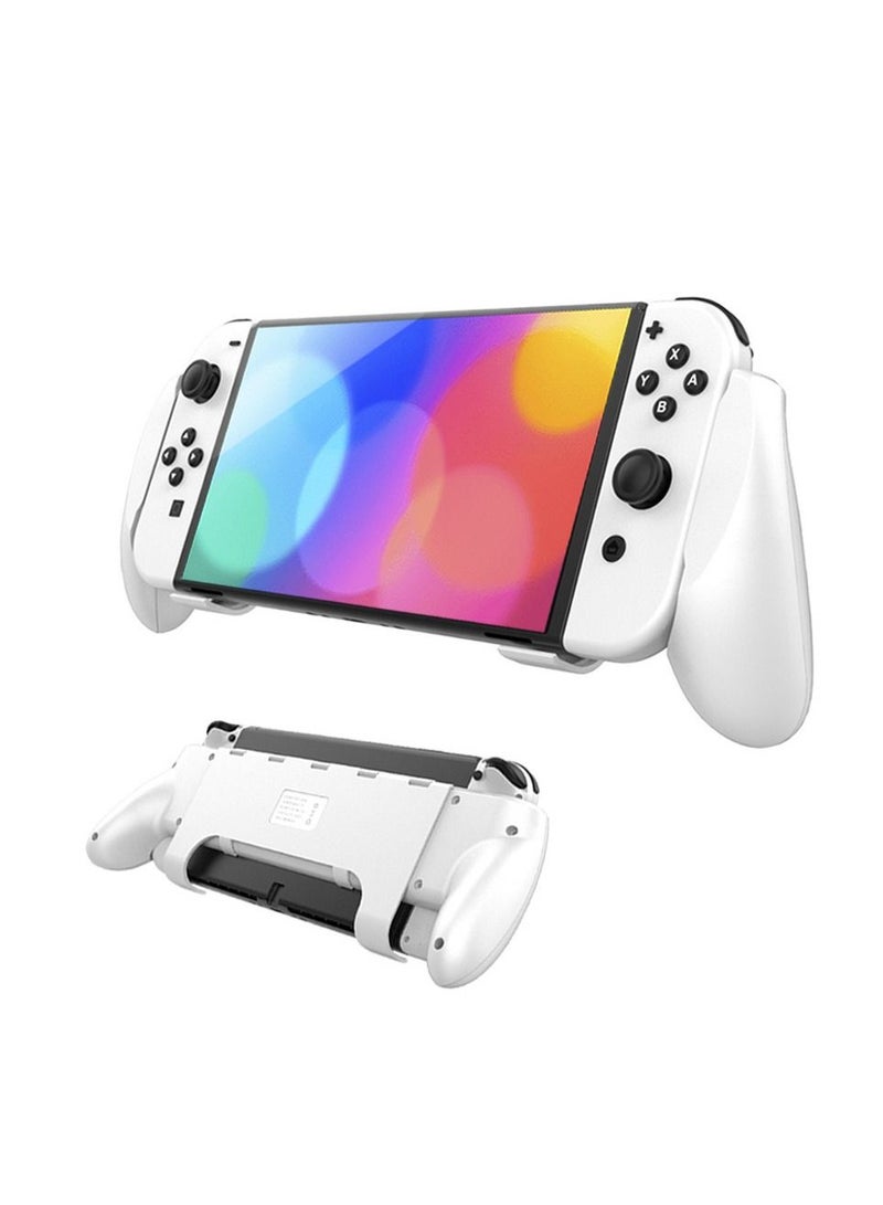 Hand Grip Stand For Nintend Switch OLED Model Comfortable & Ergonomic Handle Holder Kickstand with Game Card Storage NS OLED (White) - Image 1