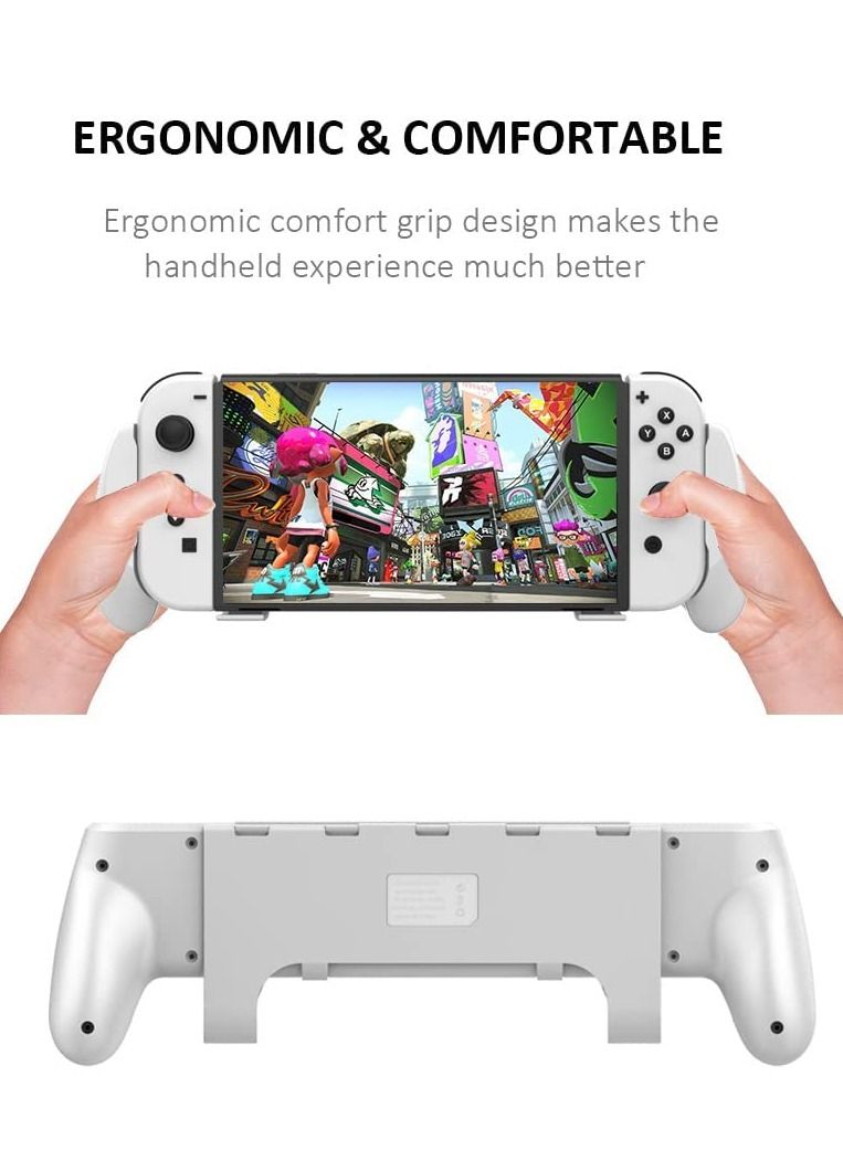 Hand Grip Stand For Nintend Switch OLED Model Comfortable & Ergonomic Handle Holder Kickstand with Game Card Storage NS OLED (White) - Image 5