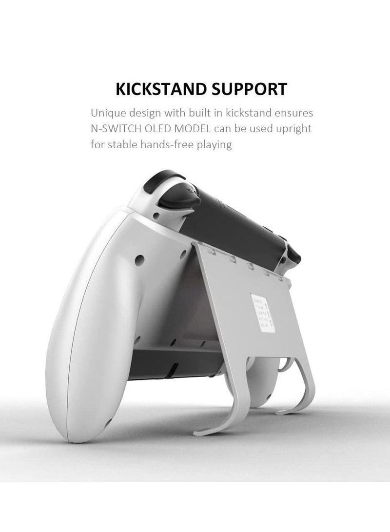 Hand Grip Stand For Nintend Switch OLED Model Comfortable & Ergonomic Handle Holder Kickstand with Game Card Storage NS OLED (White) - Image 4