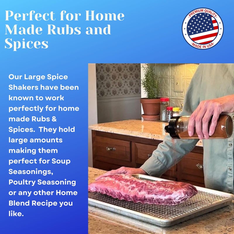 JARMING COLLECTIONS 16oz Glass Spice Shakers with Lids â€“ Set of 2 Large Seasoning Containers with Shaker Tops for Kitchen, Pantry & Herb Storage - Image 3