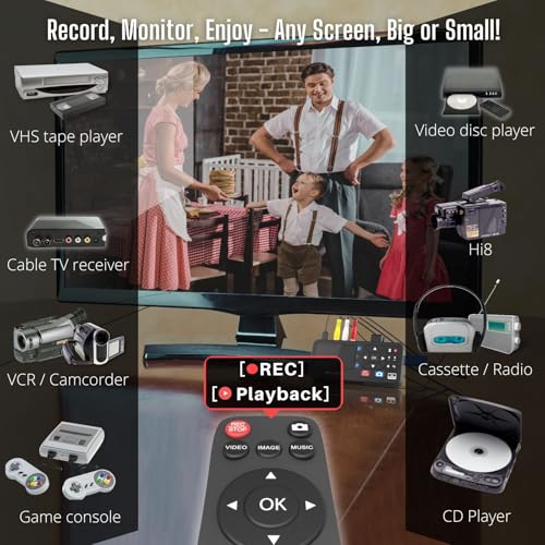 ClonerAlliance ViewLite AV, Portable Analog to Digital MP4/MP3 Video & Audio Converter with Remote. Capture CVBS/S-Video/RCA/Composite. VHS/Set-top TV Box/Retro Gaming/Hi8 Recorder. No PC Required. - Image 3