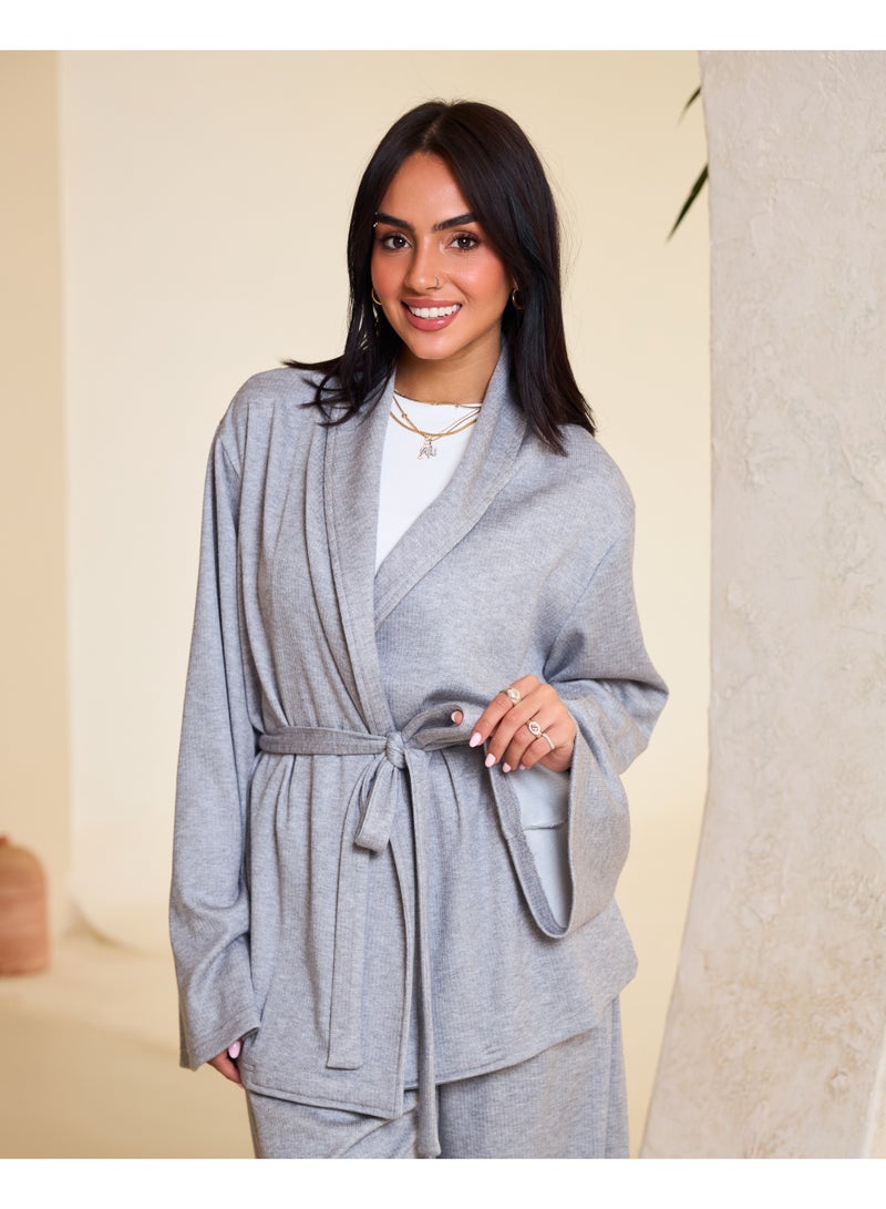 Dresscode Comfy Kimono Set In Grey - Image 3