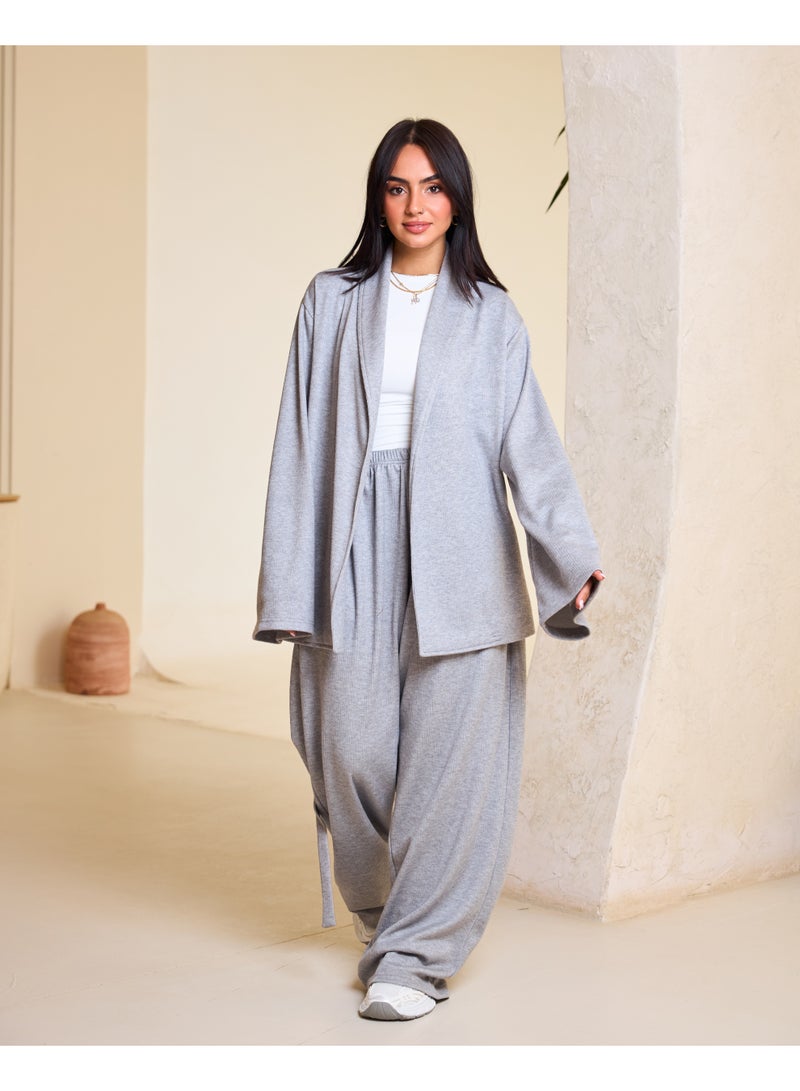 Dresscode Comfy Kimono Set In Grey - Image 4