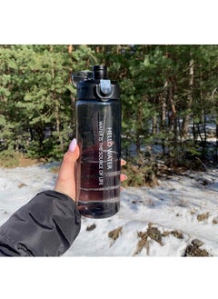 Arabest 780ml Large Capacity Water Bottle, Portable Plastic Water Bottle, Sports Water Bottle, With a Pop-Up Lid and Time Mark Reminder Cream Cup, Used for Outdoor Sports and Fitness-Black  - Image 2
