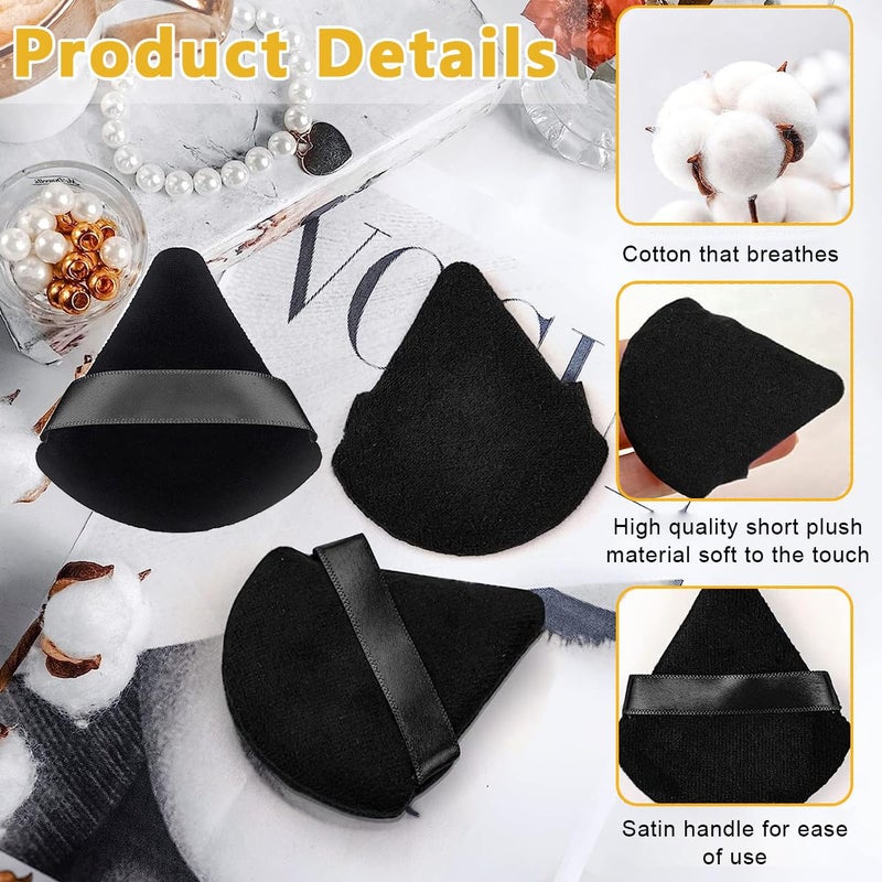 M'AYCREATE MAYCREATE® 4pcs Triangle Powder Puff Makeup Sponge Puff Makeup Puff for Face Powder Loose Powder, Skin-Friendly Beauty Makeup Tools, Wet and Dry Use - Black - Image 4