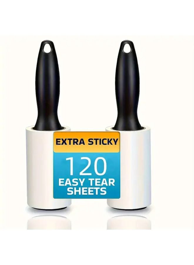 60 ورقة من اللفافة اللاصقة بمقبض واحد - قوة امتصاص فائقة لإزالة شعر الحيوانات الأليف عن الأثاث والملابس - Image 5