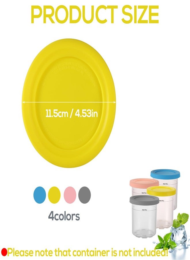 lasuroa 4pcs Ice Cream Containers Silicone Lids Compatible with Ninja Creami NC299AMZ NC300 NC301 Pints Ice Cream Maker, Silicone Covers Replacement BPA Free Storage for Ice Cream Accessories - Image 2