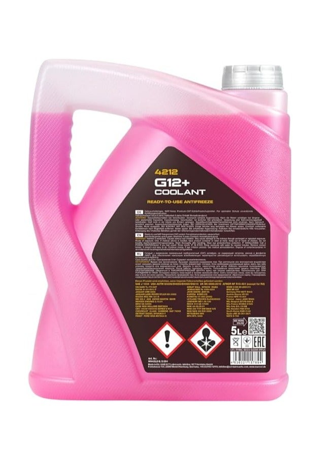 مانول سائل تبريد مضاد للتجمد 5 لتر G12+ أحمر جاهز للاستخدام -30°C / +125°C عالي الجودة ألماني - Image 2