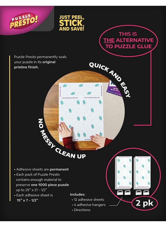 Buffalo Games (2 Pack)Puzzle Presto! Peel & Stick Puzzle Saver: The Original and Still The Best Way to Preserve Your Finished Puzzle! 12 Adhesive Sheets and 4 Adhesive Hangars. Preserve Two1000 Piece Puzzles! Multi - Image 3