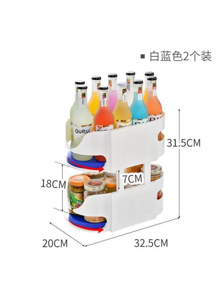 Meetion Turntable Spice Rack 2 Tier Rotating Rack for Spices Bottles Oil Ingredients  and condiments - Image 4