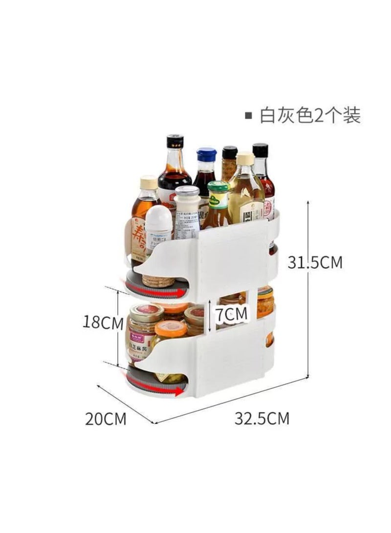 Meetion Turntable Spice Rack 2 Tier Rotating Rack for Spices Bottles Oil Ingredients  and condiments - Image 3
