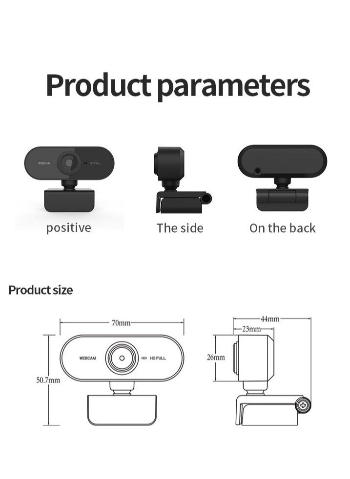 1080P High Definition Computer Webcam USB Webcam Conference Camera Built-in Microphone