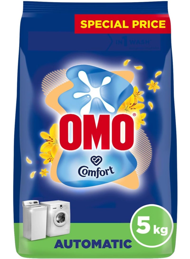 OMO Automatic Laundry Detergent Powder Touch of Comfort 5kg Powerful Stain Removal Washing Powder for Machine Wash Long Lasting Fresh Fragrance - Image 1