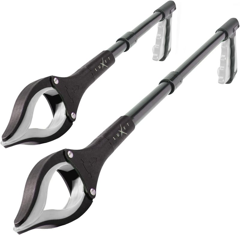 Grabber Reacher Tool - 2 Pack - Updated Version Long 19/32 Inch Foldable Pick Up Stick - Strong Grip Magnetic Tip Lightweight Trash Picker Claw Reacher Grabber Tool for Elderly Reaching, (Gray)