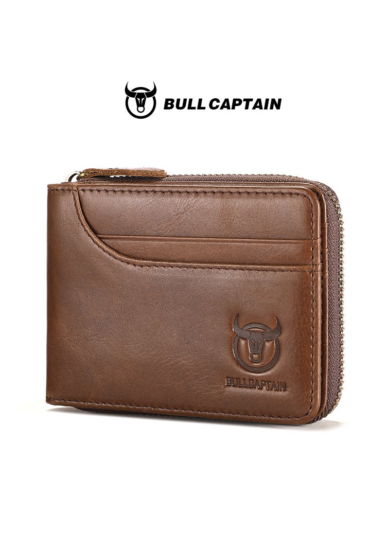 Generic Genuine Leather Slim Mens Wallet Multi-Slot Brown 