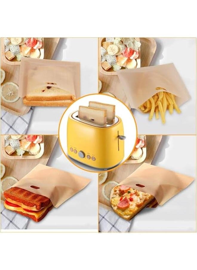 HOOKOR - 10 Pack Non Stick Toaster Bags, Reusable and Heat Resistant Toasted Sandwich Bags, Washable Toastie Bags for Toaster Microwave Grill, Toast Bags for Toast Sandwich Pizza Panini Snacks - Image 1