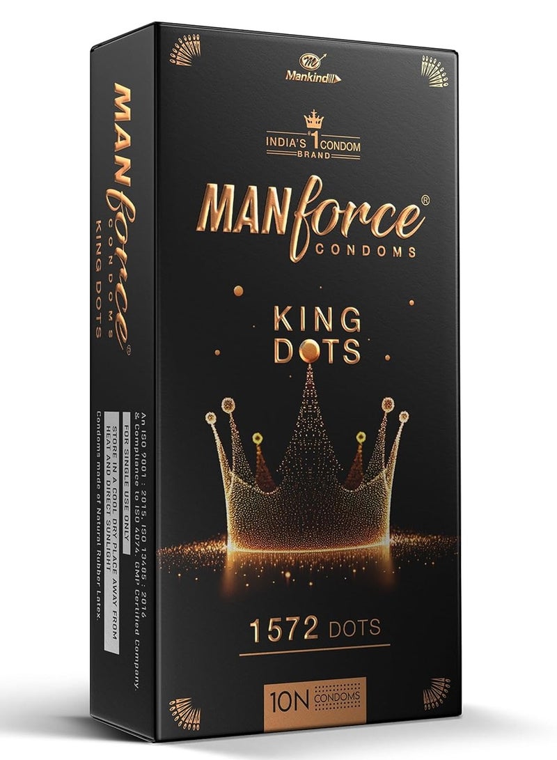 Manforce واقيات ذكرية مانفورس كينج دوتس إكسترا منقطة بدون نكهة، 10N - Image 1