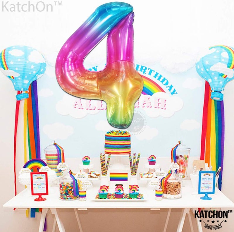 KatchOn, Giant Rainbow 4 Balloon Number - 40 Inch | Number 4 Balloons for Birthdays | 4 Year Old Balloon for 4th Tie Dye Birthday Decorations Girl | 4 Number Balloons for Anniversary Decorations - Image 5