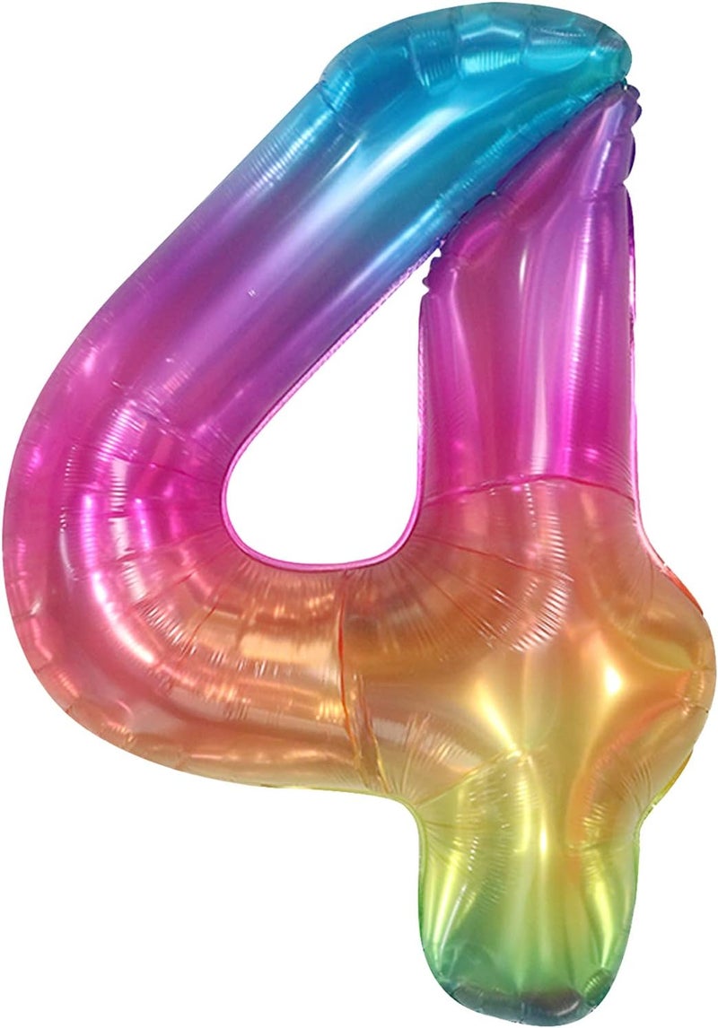 KatchOn, Giant Rainbow 4 Balloon Number - 40 Inch | Number 4 Balloons for Birthdays | 4 Year Old Balloon for 4th Tie Dye Birthday Decorations Girl | 4 Number Balloons for Anniversary Decorations - Image 1