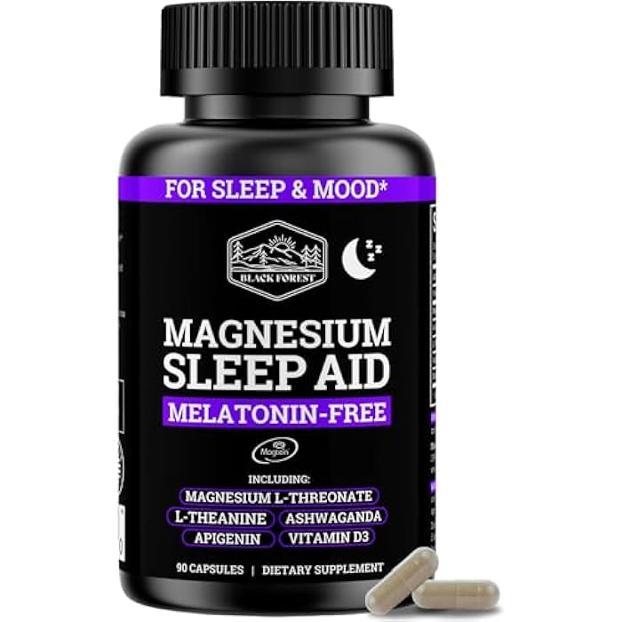 Black Forest Ashwagandha Magnesium Sleep Aid (6-in-1) - Magtein Magnesium L-Threonate, L-Theanine, Apigenin Supplement for Sleep 3 Enhanced with (Ashwagandha L theanine & Vitamin D) - Image 1