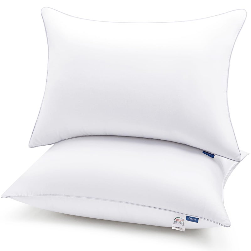 CozyLux Pillows Queen Size Set of 2 Hotel Quality Bed Pillows for Sleeping 2 Pack Cooling Pillows for Side Back and Stomach Sleepers Down Alternative Luxury Soft Supportive Fluffy Pillows 18x28