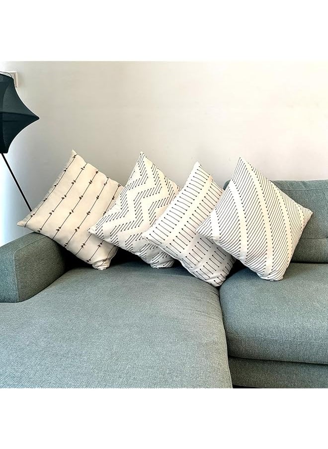 The Bros Set of 4 Boho Decorative Throw Pillow Covers, Made in Egypt (18" x 18", Café)  - Image 1