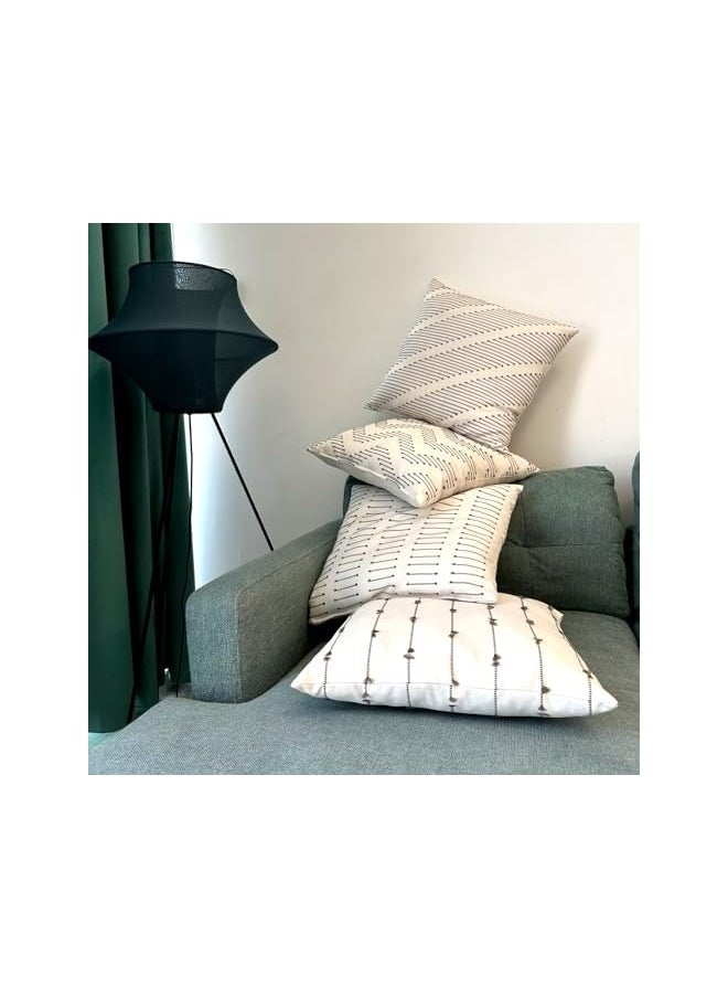 The Bros Set of 4 Boho Decorative Throw Pillow Covers, Made in Egypt (18" x 18", Café)  - Image 2