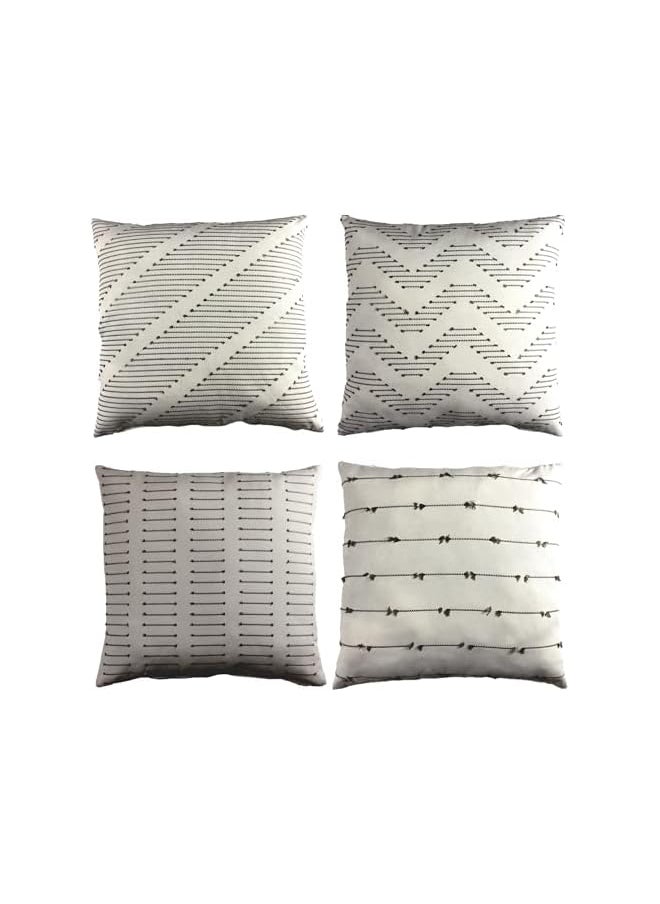 The Bros Set of 4 Boho Decorative Throw Pillow Covers, Made in Egypt (18" x 18", Café)  - Image 5
