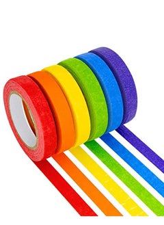 Y&D Colorful Masking Tape, SYOSI Painter Art DIY Arts Crafts Labels and Color Coding Self-adhesive Rainbow Tape for Kids Teachers Painters Classroom, Laboratory Identification Use 6 Rolls  - Image 1