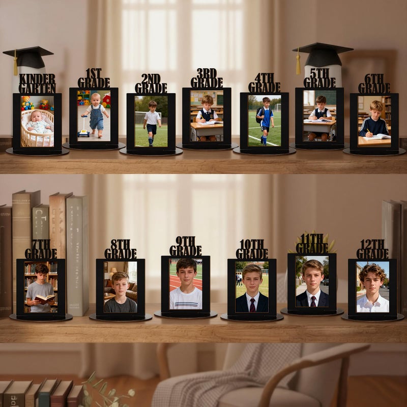 AceOrbit 13 Pcs K-12 Graduation School Photo Display Wooden Frame 5.5 x 8.75 Inch Memory Decorations Class of 2026 Picture Centerpieces Professional Photo Holder Set for Graduation Party Supplies - Image 5