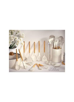 Kitchen Cooking Utensils Set, 33 pcs Non-Stick Silicone Cooking Kitchen  Khaki