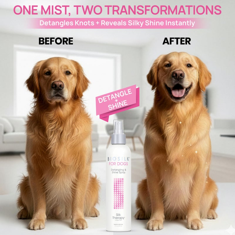 BioSilk Therapy Detangling Plus Shine Protecting Mist for Dogs | Best Detangling Spray For All Dogs and Puppies - Image 2