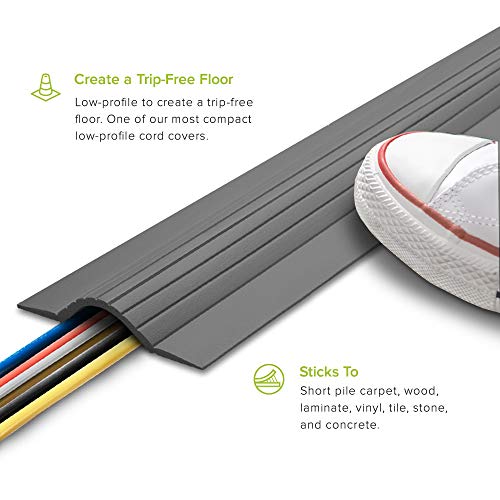 UT Wire 5-Feet Cable Blanket High Capacity Low Profile Cord Cover and Protector, Grey - Image 2