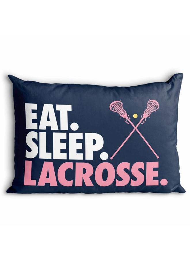 ChalkTalkSPORTS Eat Sleep Lacrosse Pillowcase | Girls Lacrosse Pillows by ChalkTalk Sports | Multiple Colors Blue lx-09066-NAVY - Image 1